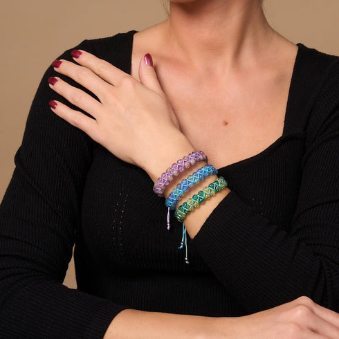 embruns océaniques | Sarcelle x Evergreen | Bracelet Verre Double Luciole